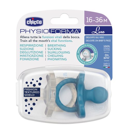 CHICCO Physio Luxe zöld/szürke cumi 16-36m, 2db