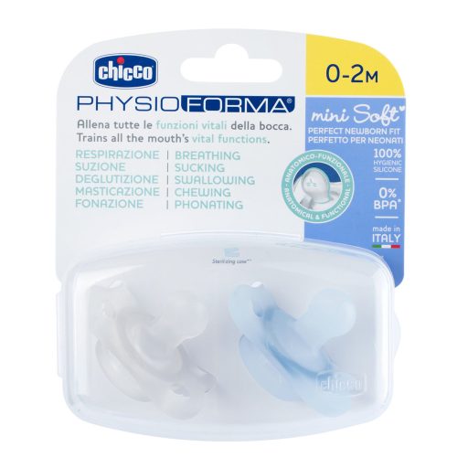 CHICCO Physio Mini Soft teljesen szilikonos cumi 0-2h fiú 2db