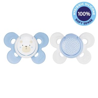   CHICCO Physio Comfort szilikon cumi 2-6m fiú - medve/pöttyök 2 db