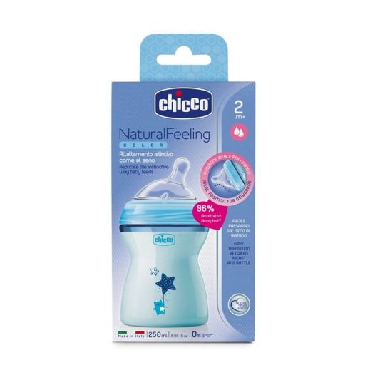 CHICCO Láhev kojenecká Natural Feeling 250 ml chlapec 2m+