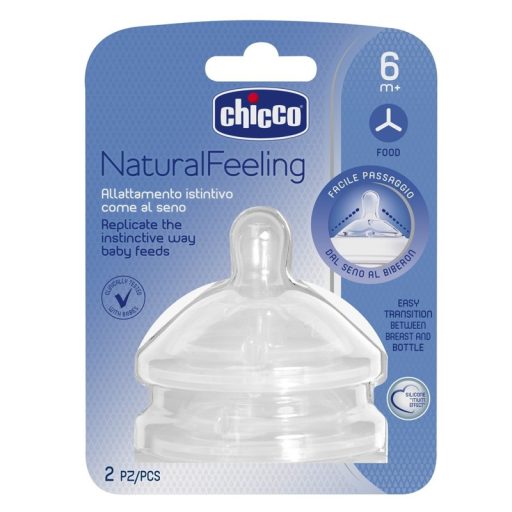 CHICCO Natural Feeling szilikon cumisüveg cumi kása 6m+ 2 db
