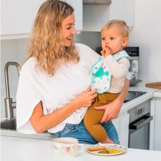 BABYONO Előke Frottír, közepes, vízálló, dinó 6hó+