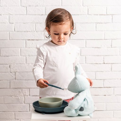NATTOU Szilikon étkészlet előkével 4 db-os zöld BPA mentes
