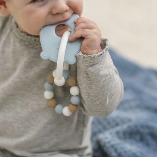 NATTOU Szilikon rágóka BPA free Lapidou mackó kék