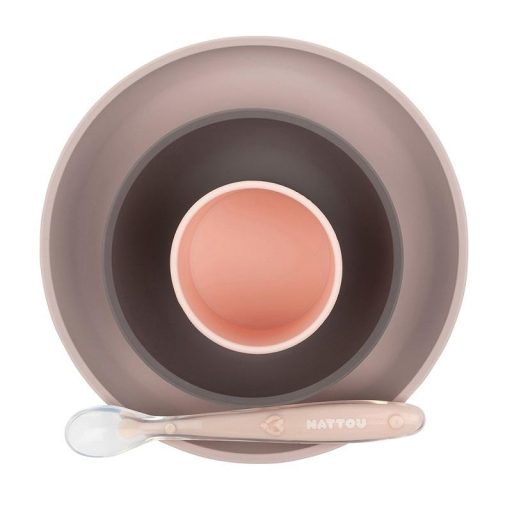 NATTOU  Szilikon étkészlet 4 db-os rózsaszín-lila BPA mentes