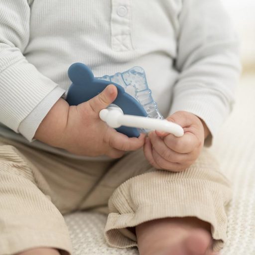 NATTOU Szilikon rágóka hűthető résszel BPA mentes kék egér
