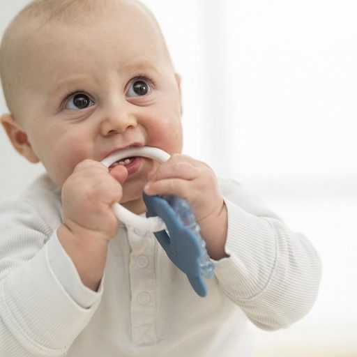 NATTOU Szilikon rágóka hűthető résszel BPA mentes kék egér