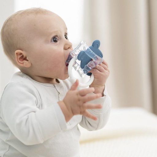 NATTOU Szilikon rágóka hűthető résszel BPA mentes kék egér