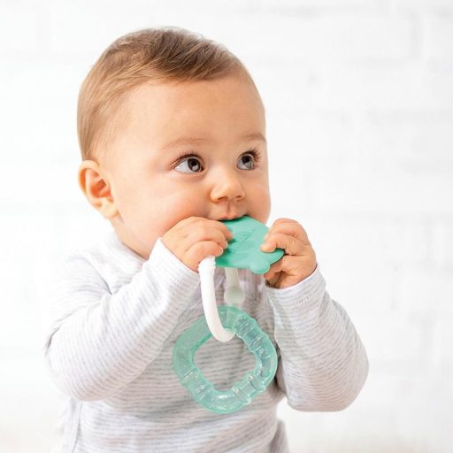 NATTOU Szilikon rágóka hűthető résszel BPA mentes zöld mackó