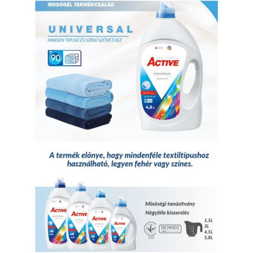 Active mosógél 4,5 l Universal (90 mosás)