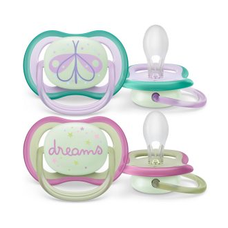   Philips AVENT SCF376/19 Játszócumi Ultra air éjszakai 0-6hó lányos, 2db