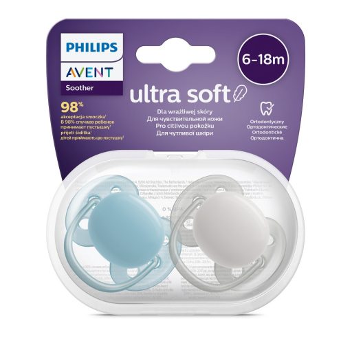 Philips AVENT SCF091/17 Játszócumi Ultrasoft Premium neutral 6-18hó fiús,  2 db