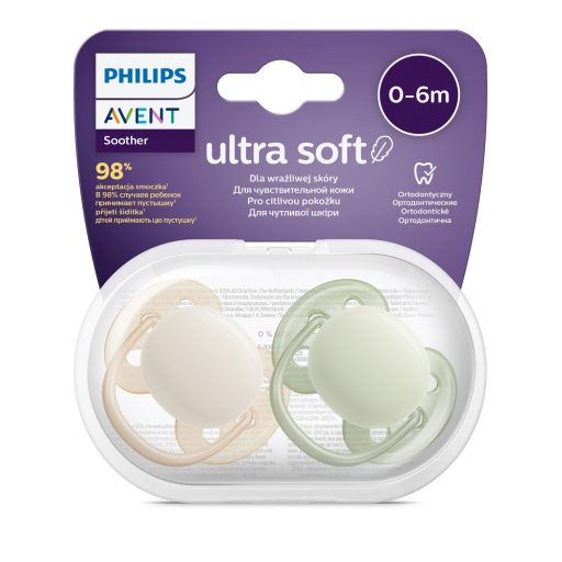 Philips AVENT SCF091/05 Játszócumi Ultrasoft Premium neutral 0-6hó fiús, 2 db