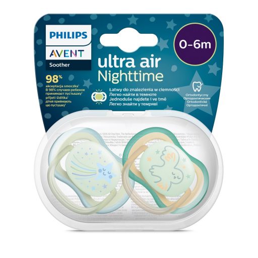 Philips AVENT SCF376/18 Játszócumi Ultra air éjszakai 0-6hó fiús, 2db
