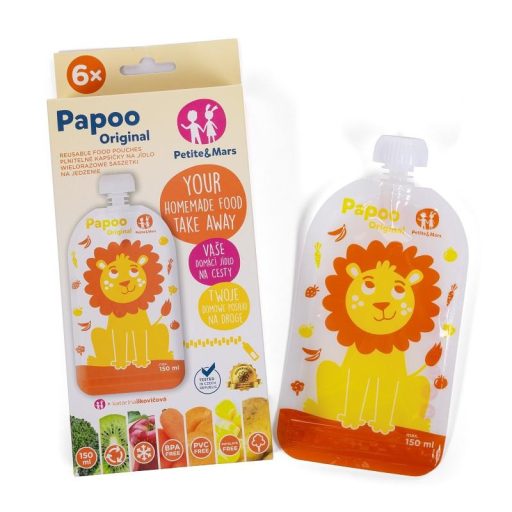 PETITE&MARS Papoo Original tasak bébiételekhez, lion 6 db
