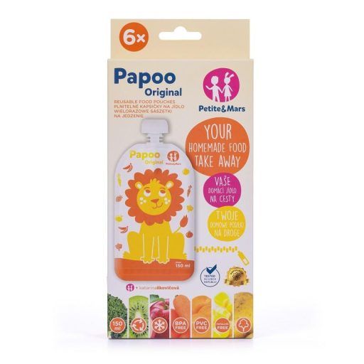 PETITE&MARS Papoo Original tasak bébiételekhez, lion 6 db