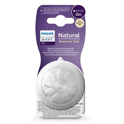Philips AVENT Natural Response cumisüveg etetőcumi 1-es méret, első átfolyás 0 hónapos kortól, 2 db