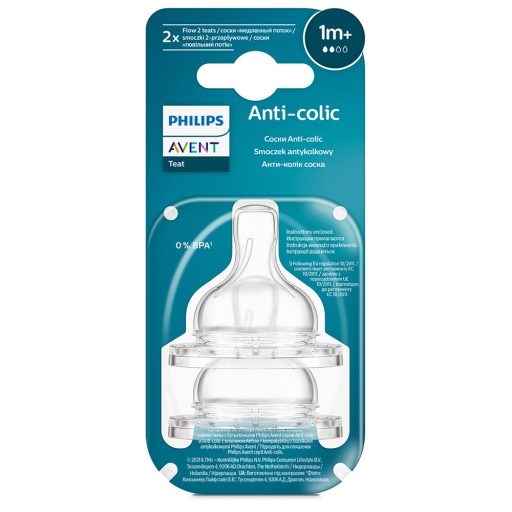 Philips AVENT SCY762/02 Etetőcumi Anti-colic lassú átfolyás 1hó+ 2 db