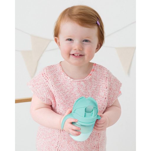 SKIP HOP 5 darabos étkezési készlet pohárral Easy-Feed Mealtime Set Teal/Grey 6m+