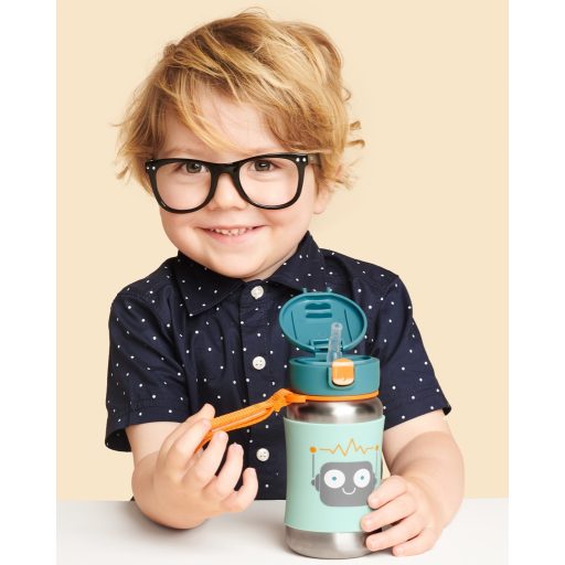 SKIP HOP Spark Style Vízszívószálas rozsdamentes acél palack Robot 12m+