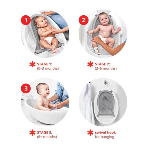 SKIP HOP  3 fázisú babafürdető fürdőkád ergonomikus betéttel, fehér
