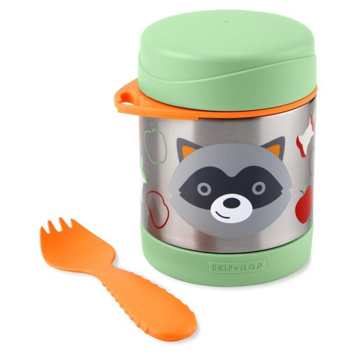 SKIP HOP Zoo Ételtermosz kanállal/villával Mosómedve 325 ml, 3 éves kortól