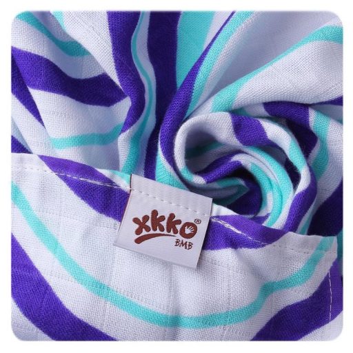 KIKKO Pelenkák bambuszból Hearts&Waves 70x70 cm, óceánkék 3 db