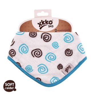   KIKKO Nyálkendő/kendő bambuszból Spirals&Bubbles, cián spirálok 1 db