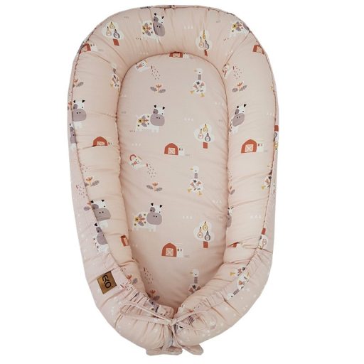 EKO Bölcső kétoldalas pamut My farm Stars Powder pink 90x60 cm a babának