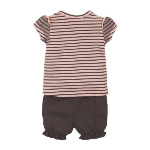 DIRKJE 2 részes rövidnadrág szett 74 Smokey Pink+Csíkos+Smokey Grey