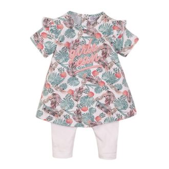DIRKJE 2 részes ruhaszett 74 White+Tropical Multicolor
