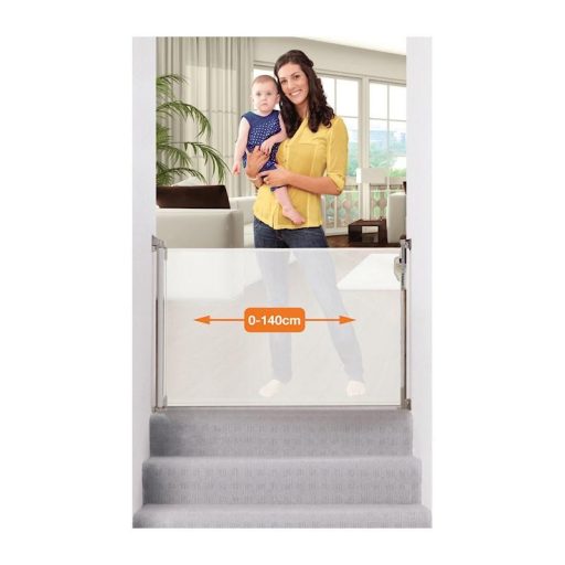 DREAMBABY Biztonsági visszahúzható rács 0-140 cm fehér