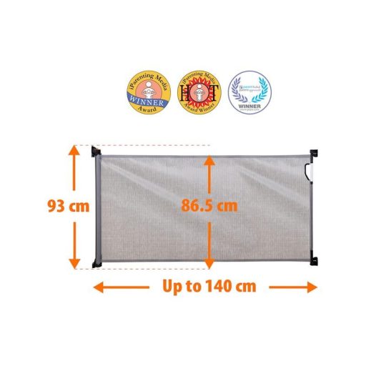 DREAMBABY Biztonsági visszahúzható rács 0-140 cm szürke