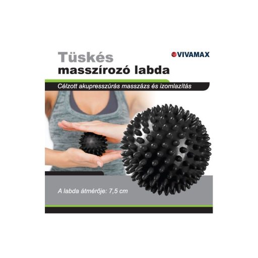 Tüskés masszírozó labda 7,5 cm (fekete)