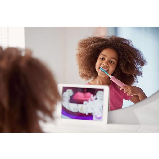 PHILIPS Sonický elektromos fogkefe gyerekeknek bluetooth-os rózsaszín HX6352/42