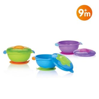 NUBY Tányér tapadókoronggal és fedővel 9 h+