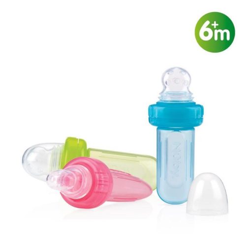 NUBY Krmítko szilikon Easy squeezy feeder 6 h+, rózsaszín