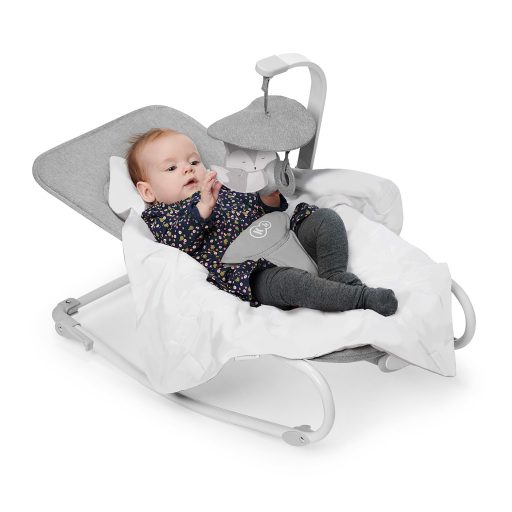 KINDERKRAFT Felio 2 Stone Grey vibráló hinta zenével 0m+, 9 kg-ig
