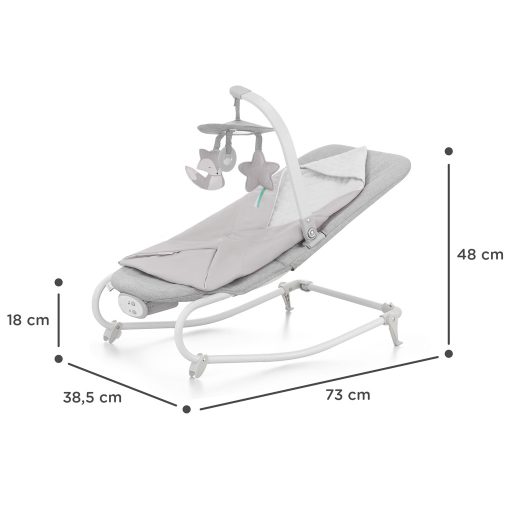 KINDERKRAFT Felio 2 Stone Grey vibráló hinta zenével 0m+, 9 kg-ig