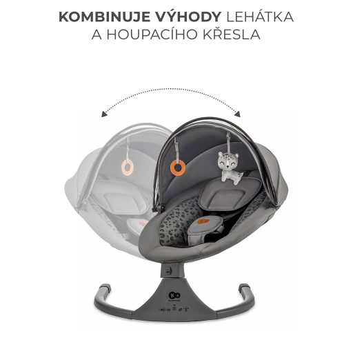 KINDERKRAFT Ringató üléske melódiával 2 az 1-ben Lumi, 9 kg-ig, Premium Dark grey