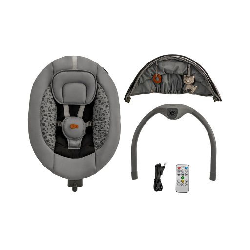 KINDERKRAFT Ringató üléske melódiával 2 az 1-ben Lumi, 9 kg-ig, Premium Dark grey