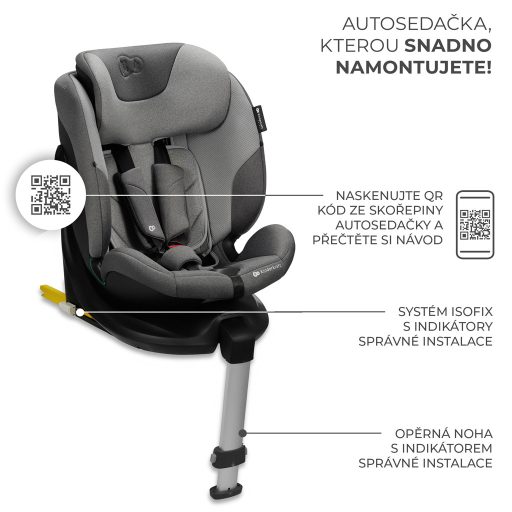 KINDERKRAFT SELECT Autósülés i-Fix 40-150 cm Cool grey