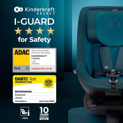 KINDERKRAFT SELECT Autósülés I-GUARD PRO i-Size 61-105 cm Cool Grey, Prémium