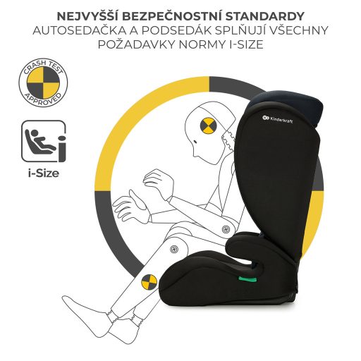 KINDERKRAFT Autósülés i-Spark i-Size 100-150 cm Fekete