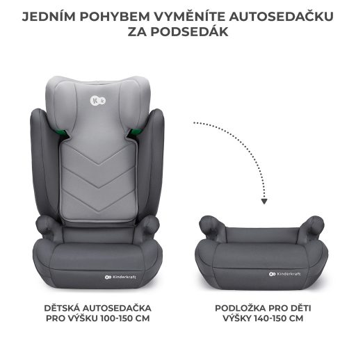 KINDERKRAFT Autósülés i-Spark i-Size 100-150 cm Szürke