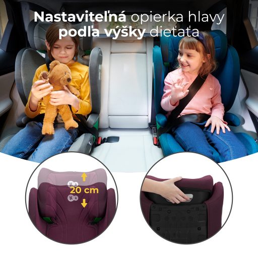 KINDERKRAFT Autósülés Junior Fix 2 100-150 cm Cherry Pearl