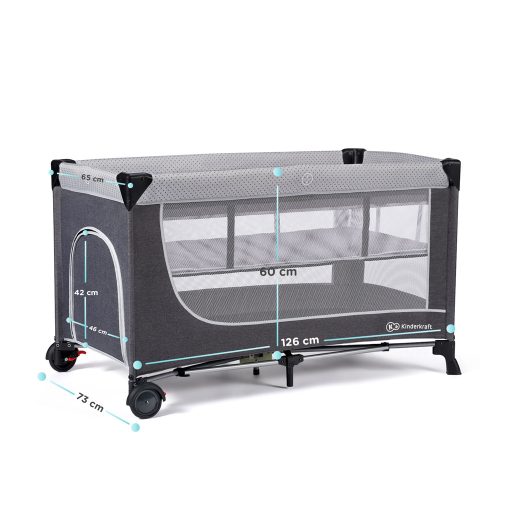 KINDERKRAFT SELECT Utazóágy Leody Grey, Premium