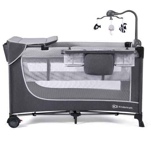 KINDERKRAFT SELECT Utazóágy Leody kiegészítőkkel Leody Grey, Premium
