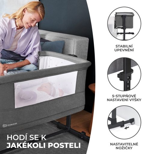 KINDERKRAFT Állítható magasságú gyermekágy Neste grow Beige