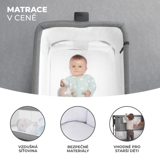 KINDERKRAFT Állítható magasságú gyermekágy Neste grow Grey Melange